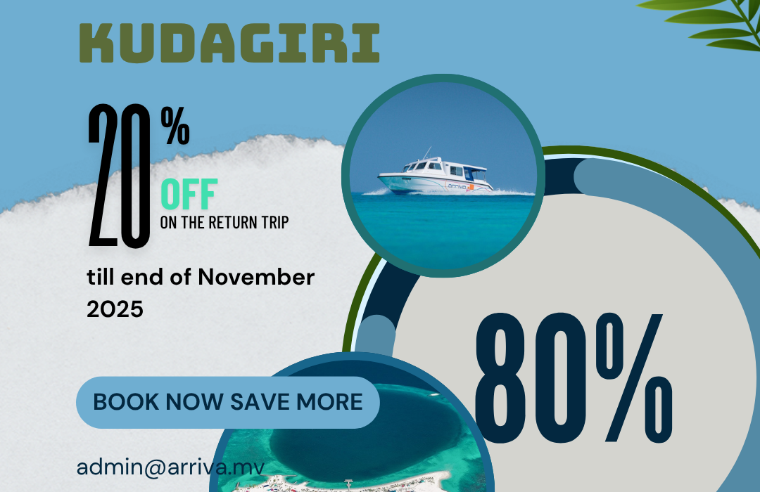 Male to Kudagiri Picnic Island with Arriva, Book Now and save 20%