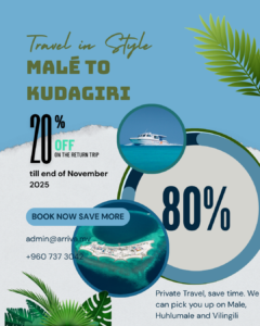 Male to Kudagiri Picnic Island with Arriva, Book Now and save 20%